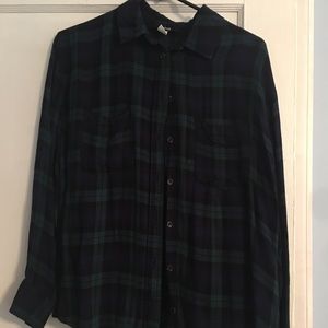 Navy, Green & Black Flannel Shirt